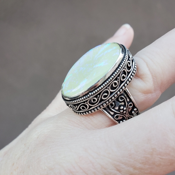 New Dichroic Glass 925 Silver Ring. - Picture 13 of 16